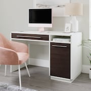 SAUDER Vista Key Single Ped Desk Pearl Wh/miste 430881